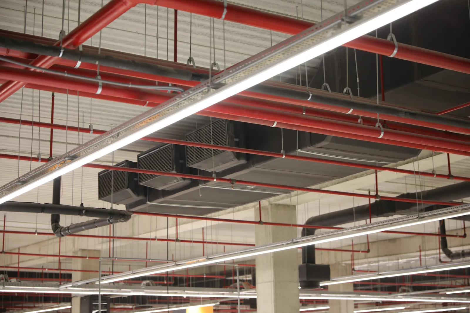 HVAC ducts and fire protection ceiling