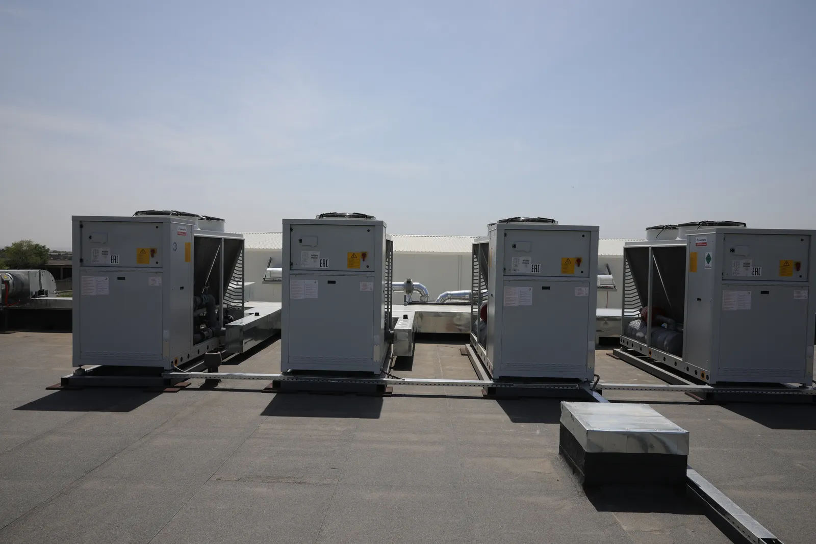 Rooftop chiller unit with Georgian hills